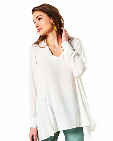 Blouse Lynne with pleated details Off White