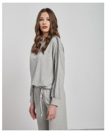Passager elastic blouse with tress on the sleeve Grey