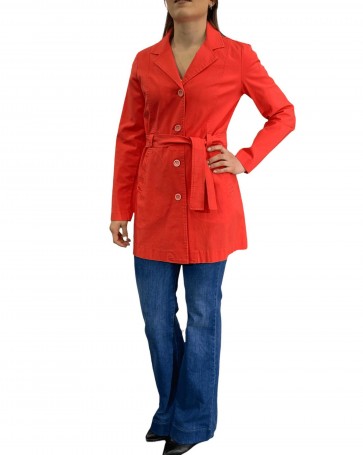 Enzzo trench coat with belt in the middle Coral
