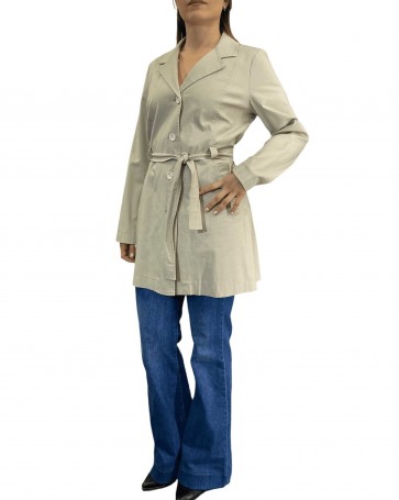 Enzzo trench coat with belt in the middle Beige