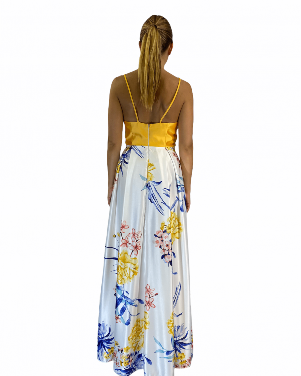 Φόρεμα εμπριμέ Giorgio Ajutanti με πιέτες Κίτρινο