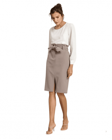 High-waisted Passager skirt with opening Grey
