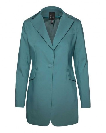 Access long waist jacket with a button Teal