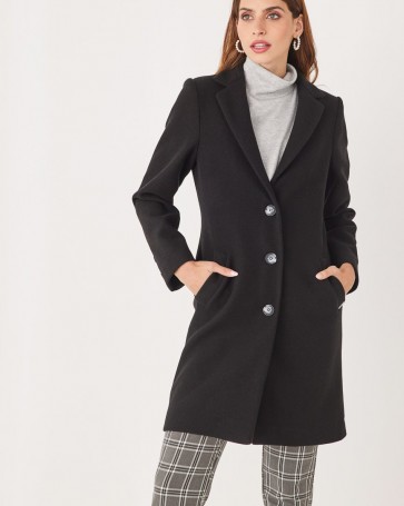 Enzzo coat in a straight line Black