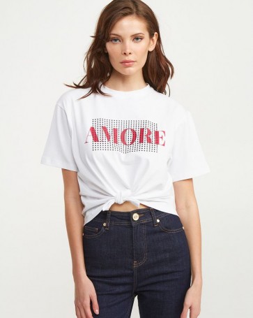 Lynne blouse with "Amore" print White