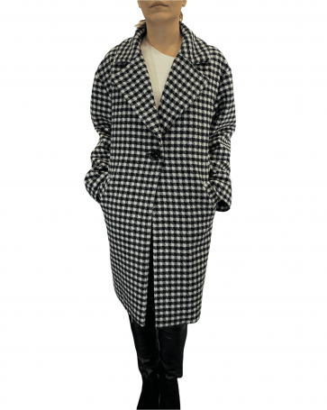 Donna Martha plaid coat oversize Black