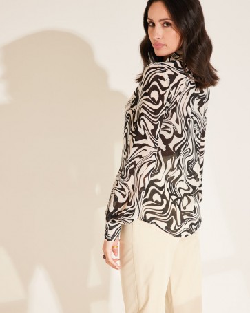 Enzzo shirt with abstract design Black