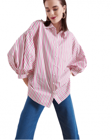 Bill Cost striped shirt with color combination Fuchsia