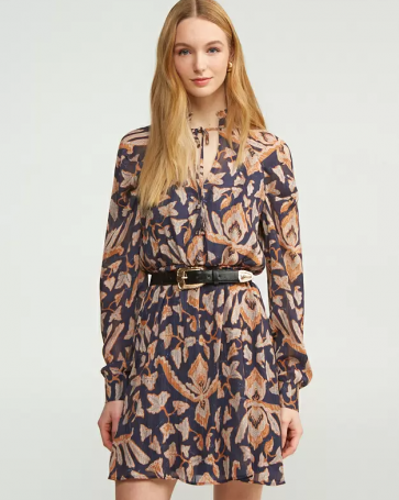 Lynne dress printed with tie at the neckline Blue