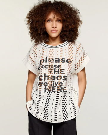 Access broderie blouse with print White