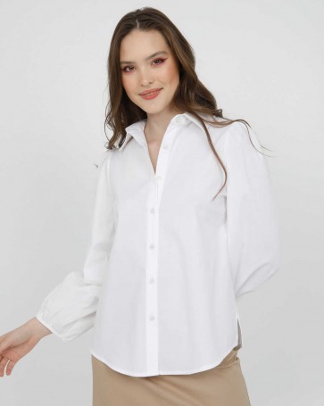 Maki Philosophy poplin shirt with fringe on the sleeves White