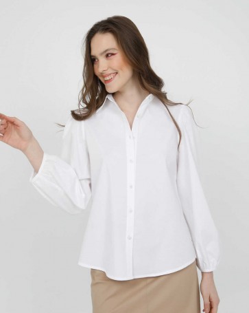 Maki Philosophy poplin shirt with fringe on the sleeves White