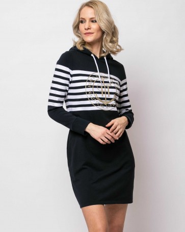 Heavy Tools sweatshirt striped dress with hood Blue