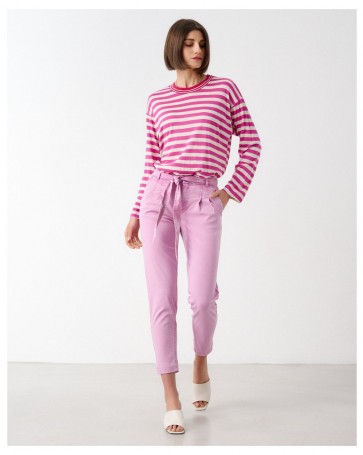 Passager cotton high-waisted trousers with pleats Pink
