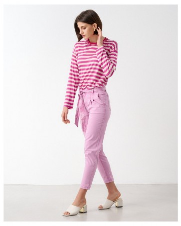 Passager cotton high-waisted trousers with pleats Pink