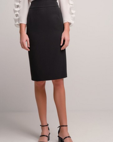 High-waisted crepe skirt midi Fibes Fashion Black