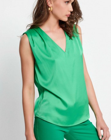 Sleeveless blouse Bill Cost satin face Green