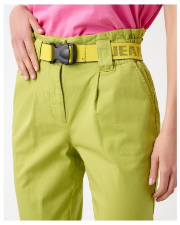 Passager high waist pants with elastic and belt Lime
