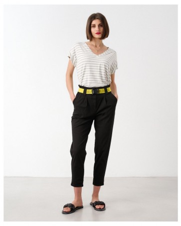 Passager high waist pants with elastic and belt Black