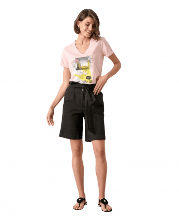 Passager high-waisted bermuda shorts with belt Black
