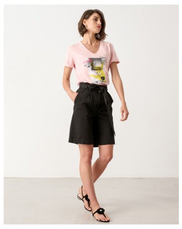 Passager high-waisted bermuda shorts with belt Black