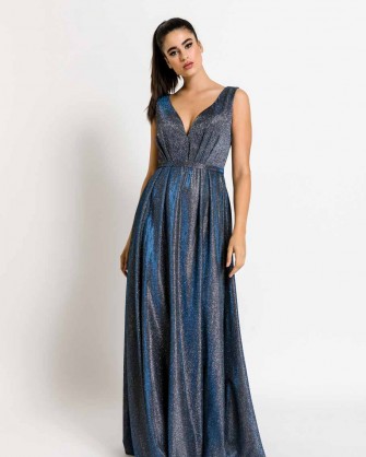 Maxi dress Exlusive with all over glossy effect Blue