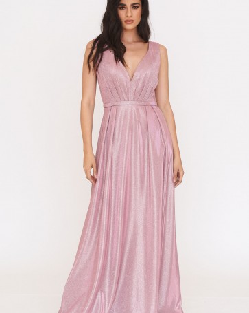 Maxi dress Exlusive with all over glossy effect Pink