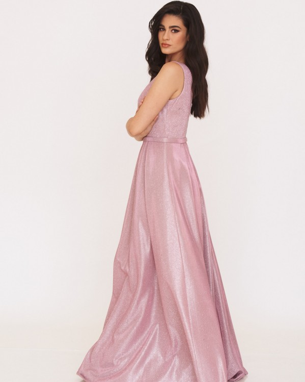 Maxi φόρεμα Exlusive με all over glossy effect Ροζ