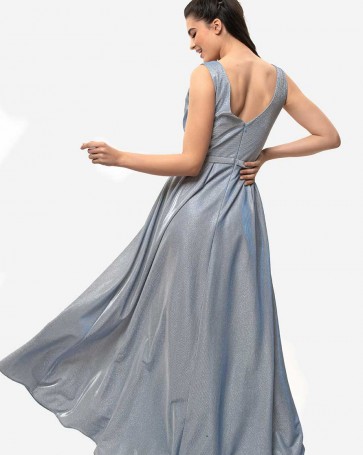 Maxi dress Exlusive with all over glossy effect Light Blue