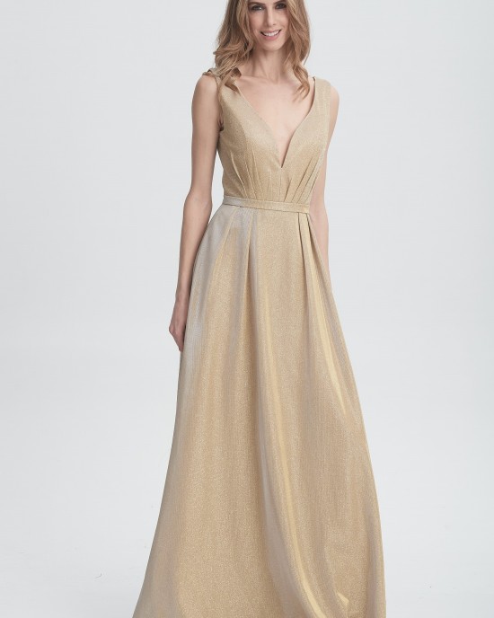 Maxi dress Exlusive with all over glossy effect Gold
