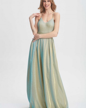 Exlusive maxi dress with crossed laces on the back Mint