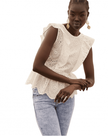 Cento embroidered blouse with back tie White