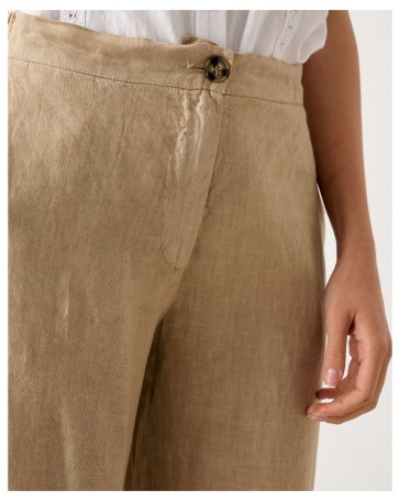 Passager linen pants with elastic Beige