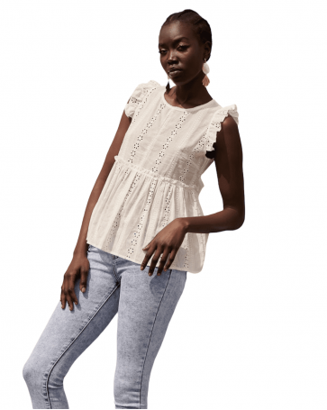 Cento embroidered blouse with ruffles White