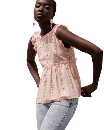 Cento embroidered blouse with ruffles Pink
