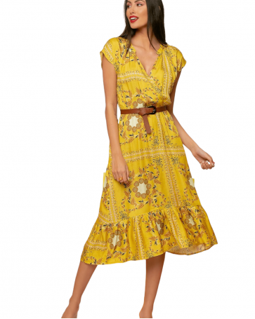 Donna Martha printed midi dress Yellow