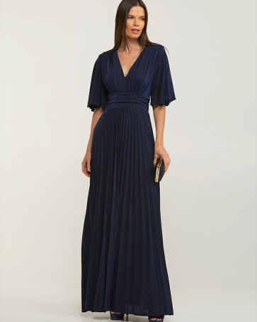 Pleated dress Lynne lurex Blue