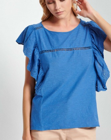 Bill Cost sleeveless blouse with ruffles Blue