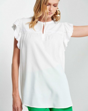 Bill Cost short-sleeved blouse with embroidery White