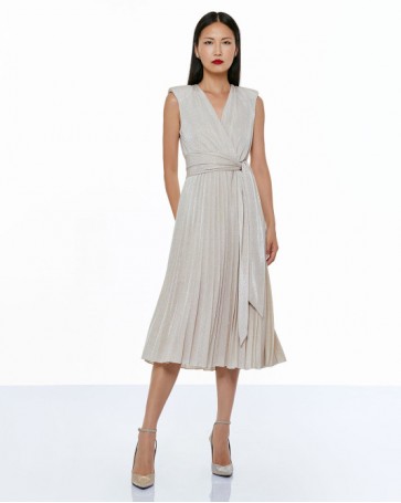 Dress Access shiny pleated Off White
