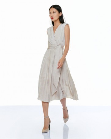 Dress Access shiny pleated Off White