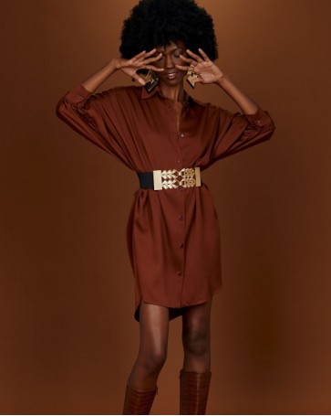 Access shirt with batwing sleeves Choco