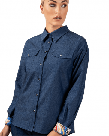 Maki Philosophy denim shirt with pockets Blue