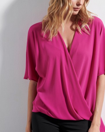 Bill Cost short-sleeve double-breasted blouse Fuchsia