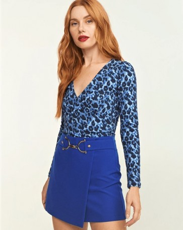Double-breasted animal print blouse Lynne Blue