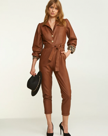 Leather look Lynne jumpsuit with buttons Tamba 
