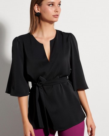 Bill Cost blouse with detachable belt Black