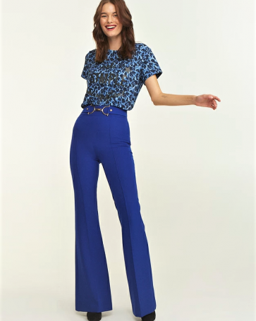 Lynne bell bottoms with decorative pattern Blue Royal