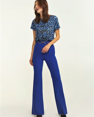 Lynne bell bottoms with decorative pattern Blue Royal