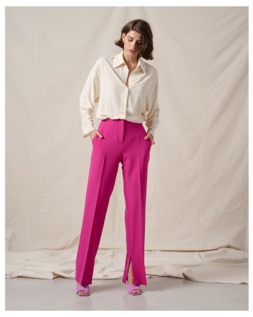 Passager bell-bottom pants with opening Fuchsia